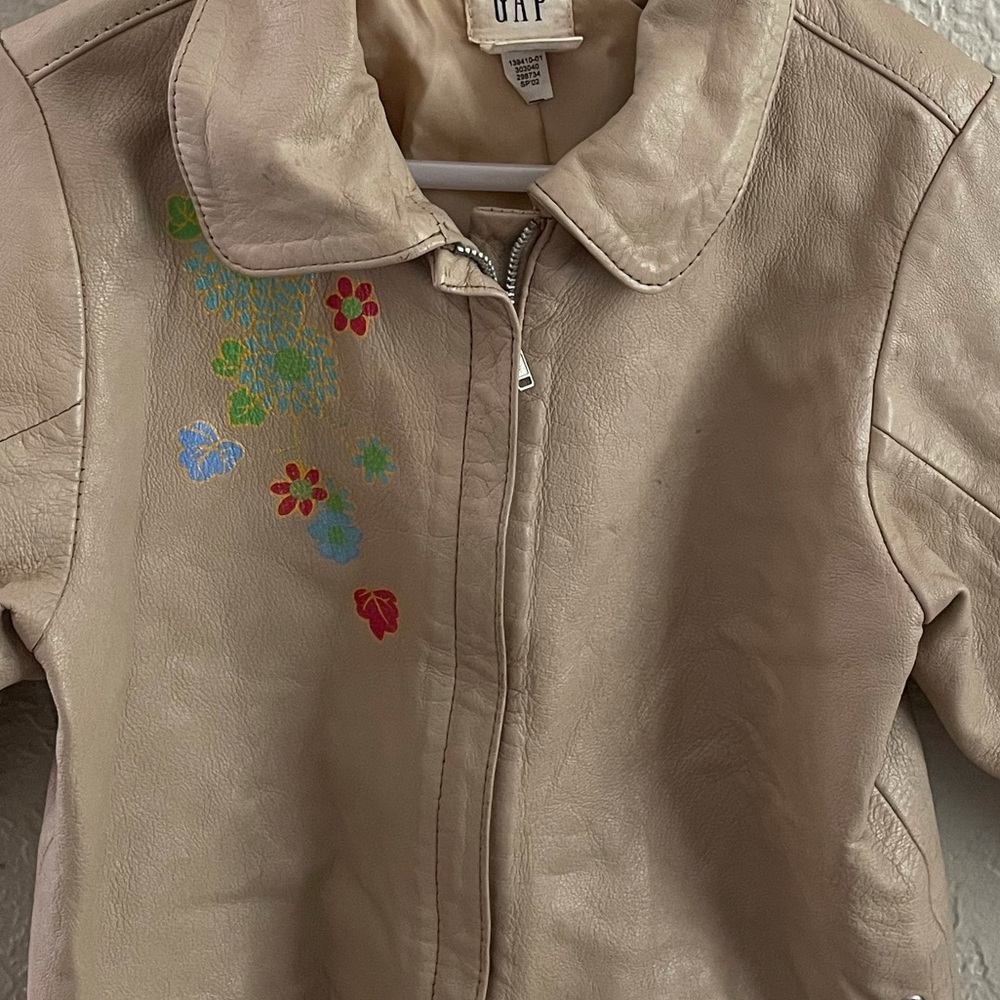 Baby Gap Vintage Leather Zip Sleeve Jacket - Picture 3 of 4